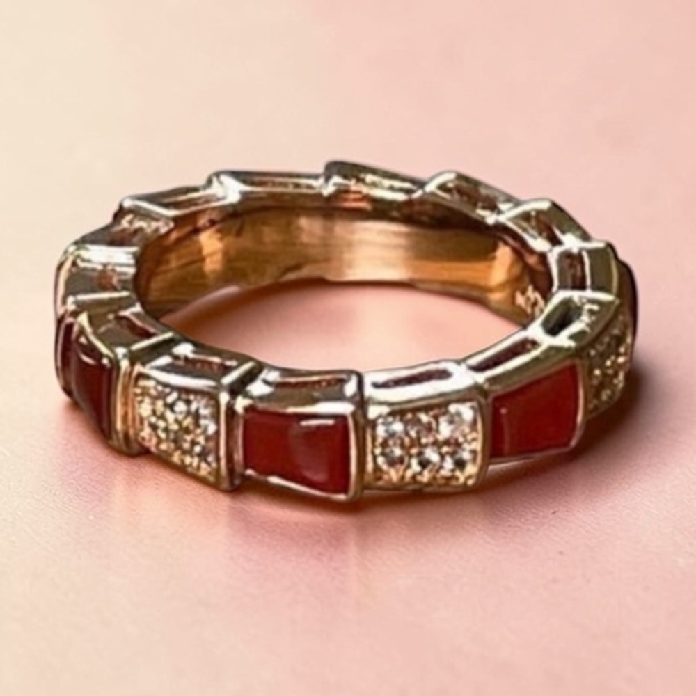 Snake bone BAND Ring 18K ROSE Gold Plated Sterling Silver